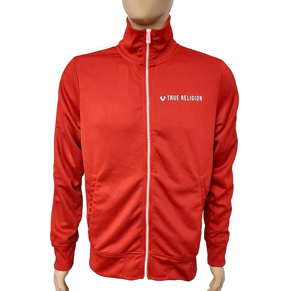 True Religion Brand Jeans Red & White Men's Sport Track Jacket Sz S NWOT